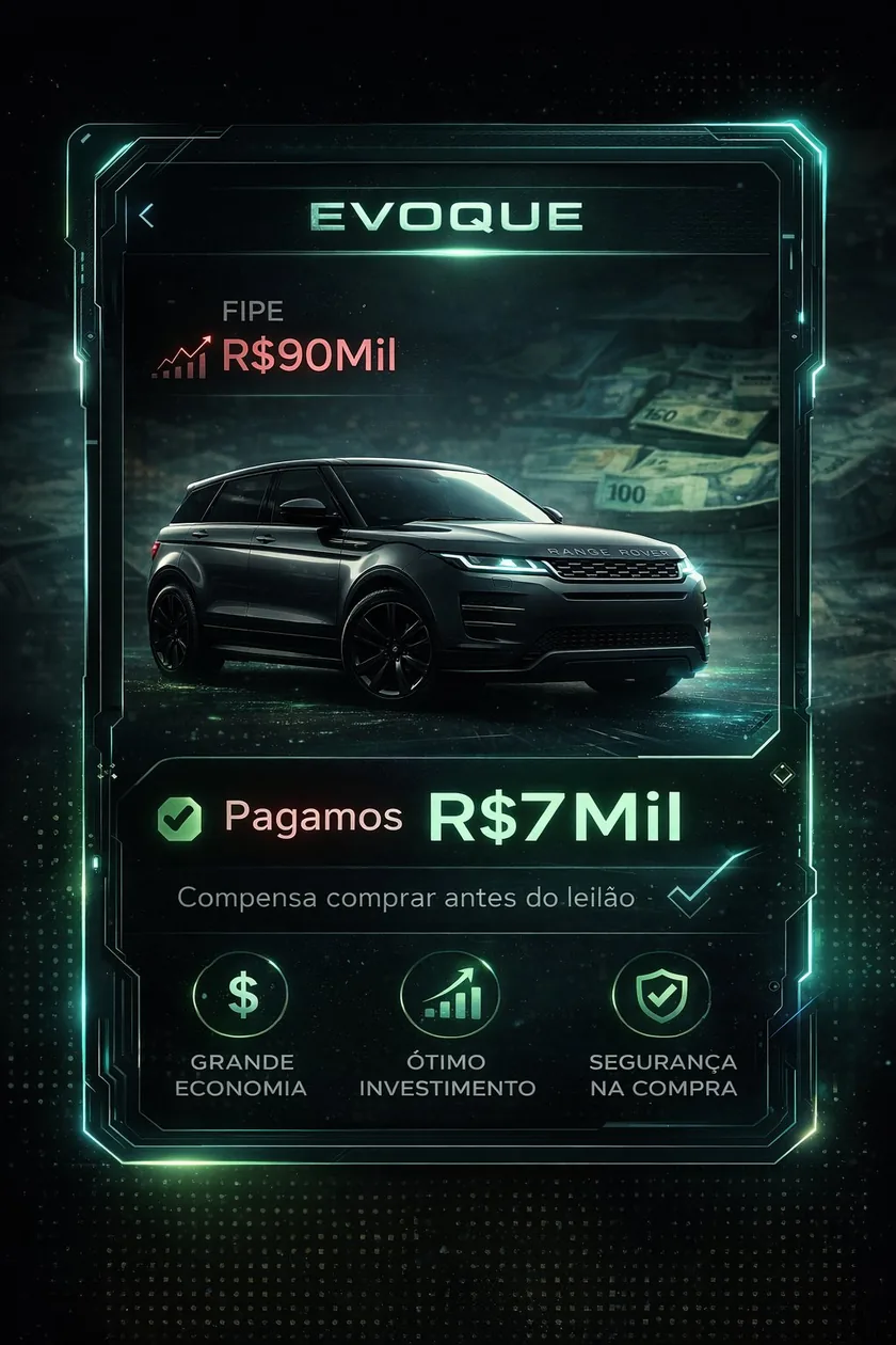 Resultado Evoque - FIPE R$90 mil, pago R$7 mil
