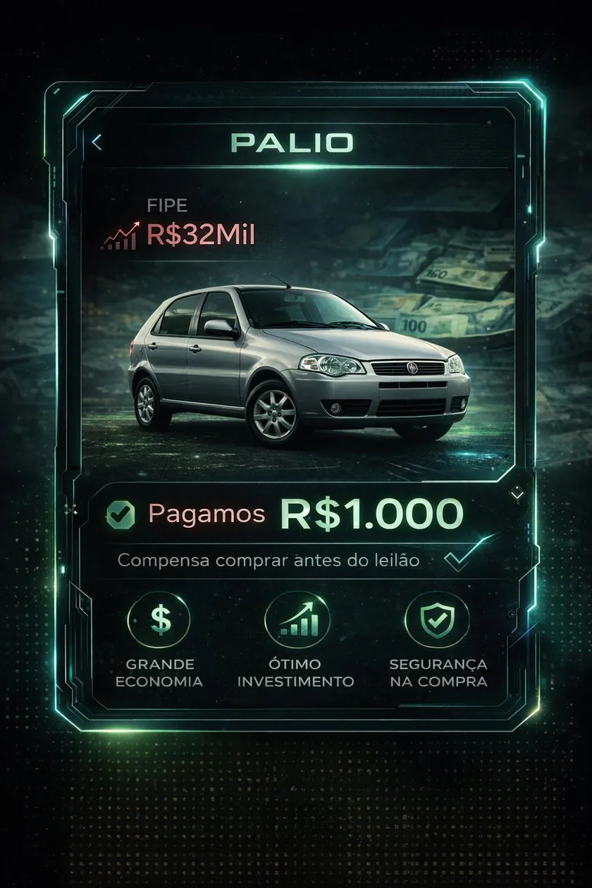 Resultado Palio - FIPE R$32 mil, pago R$1.000